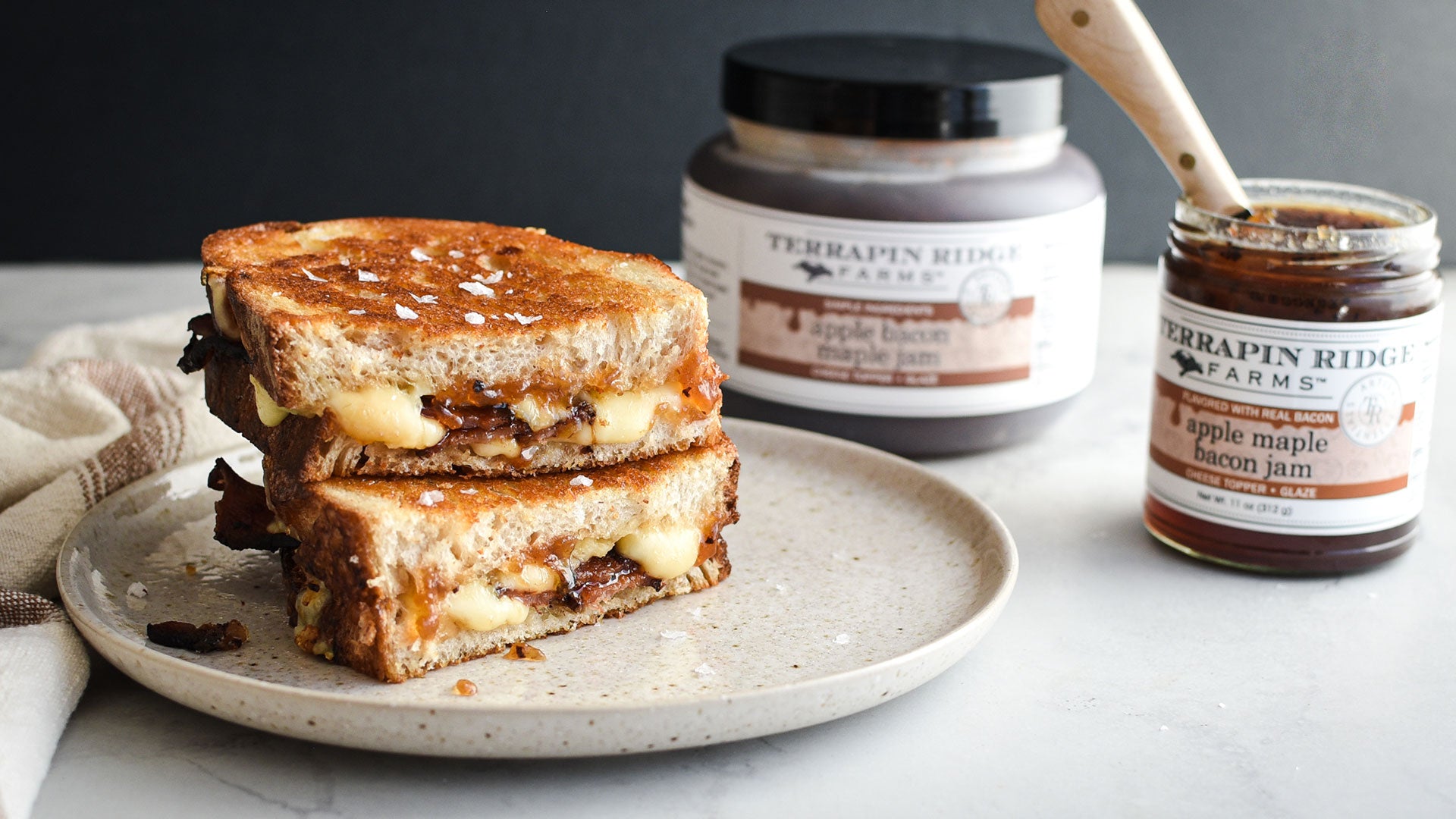 Apple, Bacon & Fontina Grilled Cheese with Terrapin Ridge Farms Apple Maple Bacon Jam Apple, Bacon & Fontina Grilled Cheese with Terrapin Ridge Farms Apple Maple Bacon Jam
